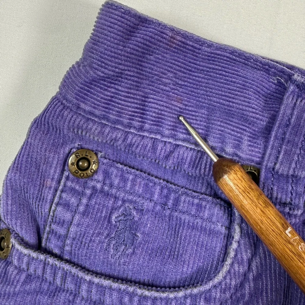 RALPH LAUREN Girls Corduroy Mini Skort 4/4T‎ Purple Pleated Pony Logo Preppy Y2K